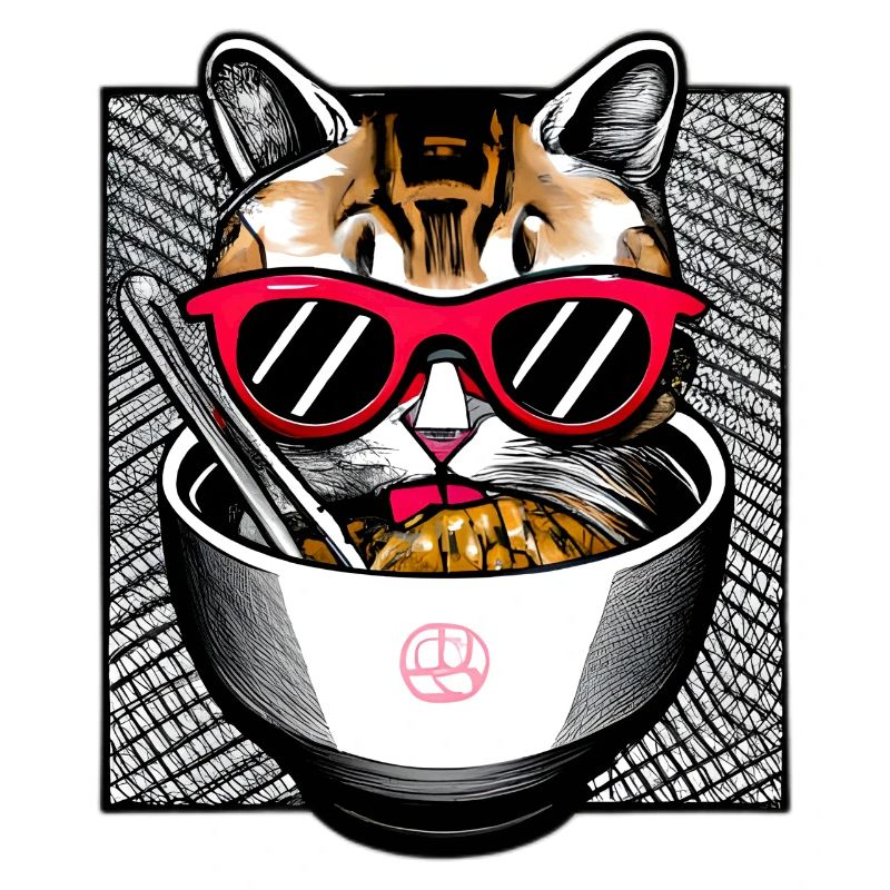 Le chat mignon aime la conception de nouilles ramen