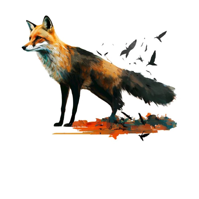 Fuchs Vogel Kunst Bunt Waldtiere Rotfuchs Geschenk