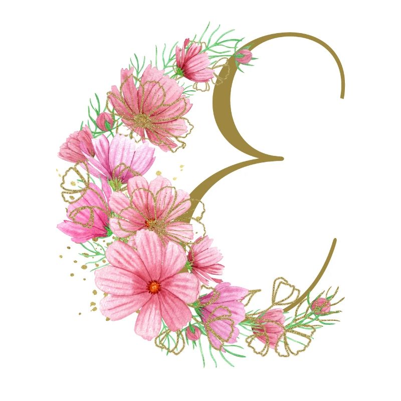 Vrille florale avec la lettre E