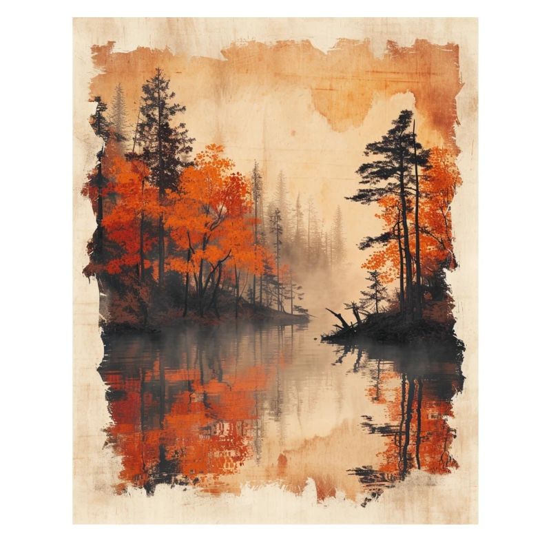 Classic Scenery Papyrus Scroll Onsen Japanese