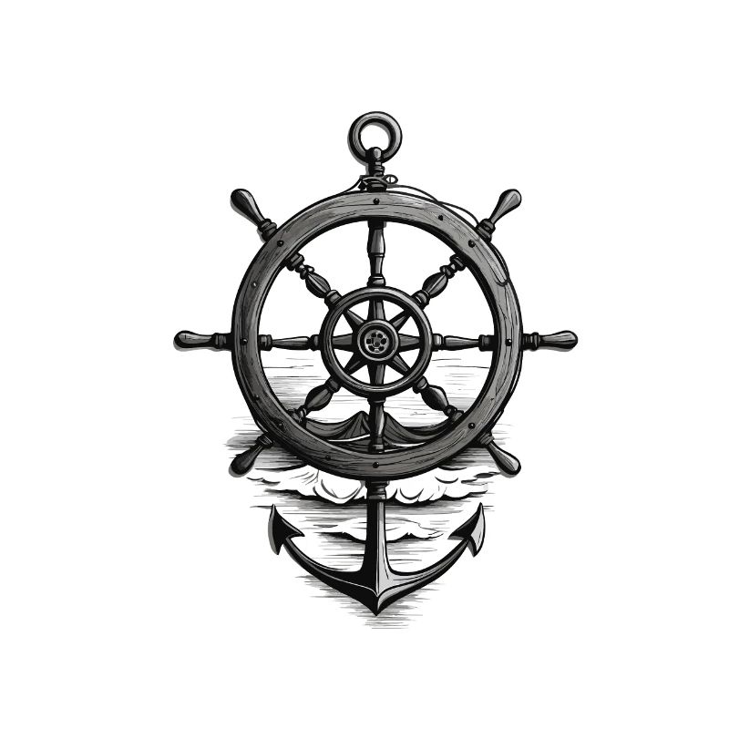 Conception d’un marin des Maritimes avec ancre et volant