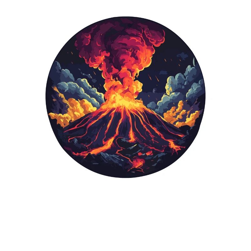 Dramatic volcano eruption with fire and smoke