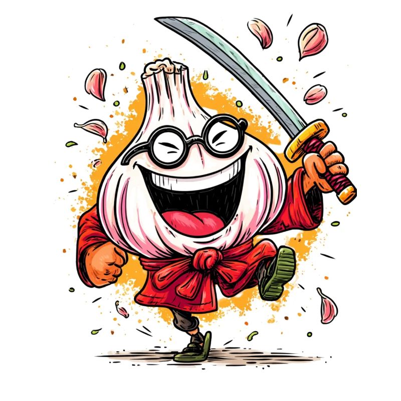 Furchtloser Knoblauch Samurai Heldencharakter
