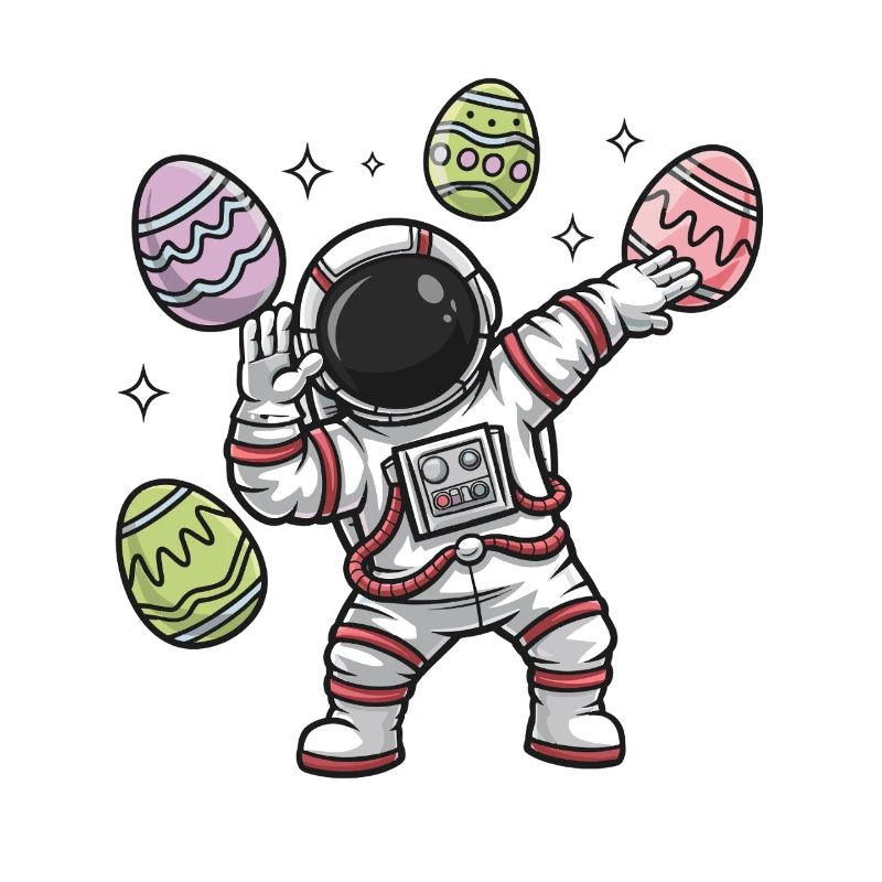 Astronaut Easter Egg Dance in Space