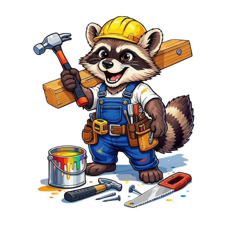 Construction Raccoon in workshop look