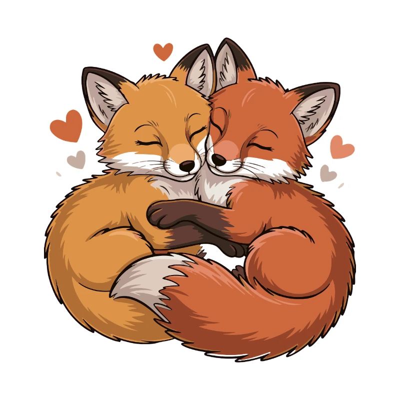 Two Foxes Hug