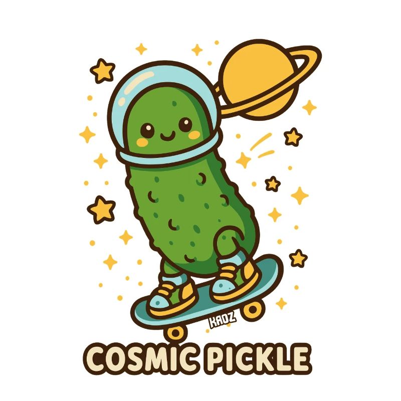 Kosmische Gurke auf Skateboard