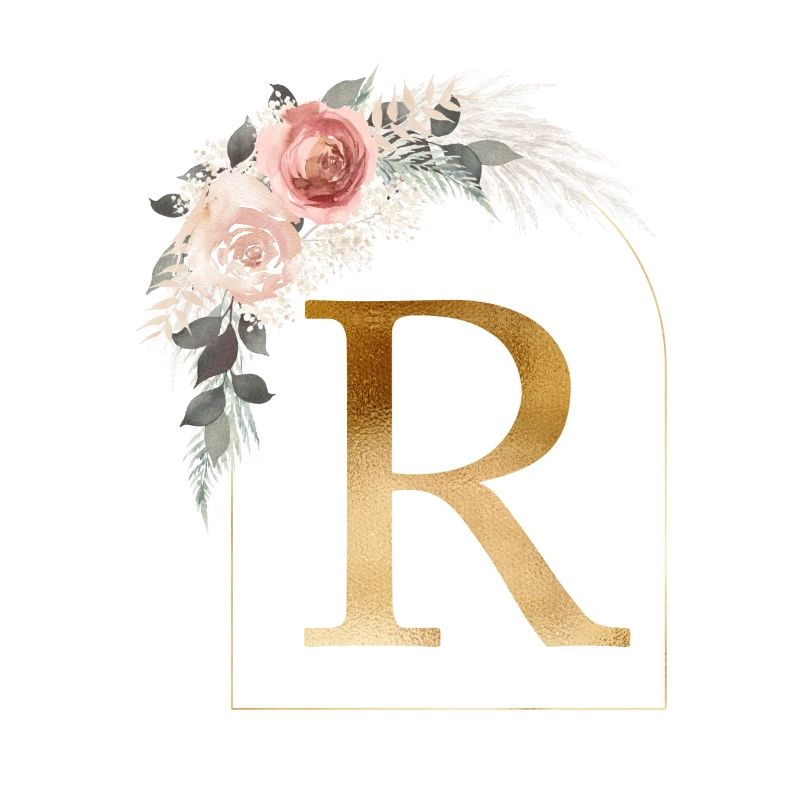 Personalisierbar Monogramm R Blumen Bogen