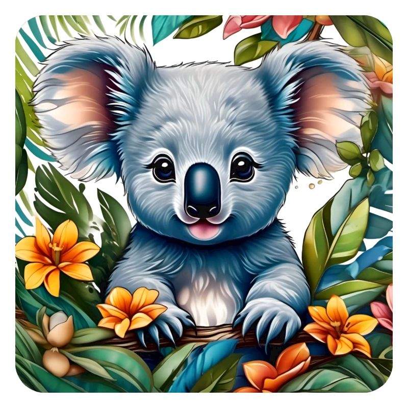 Ours Koala mignon avec des fleurs