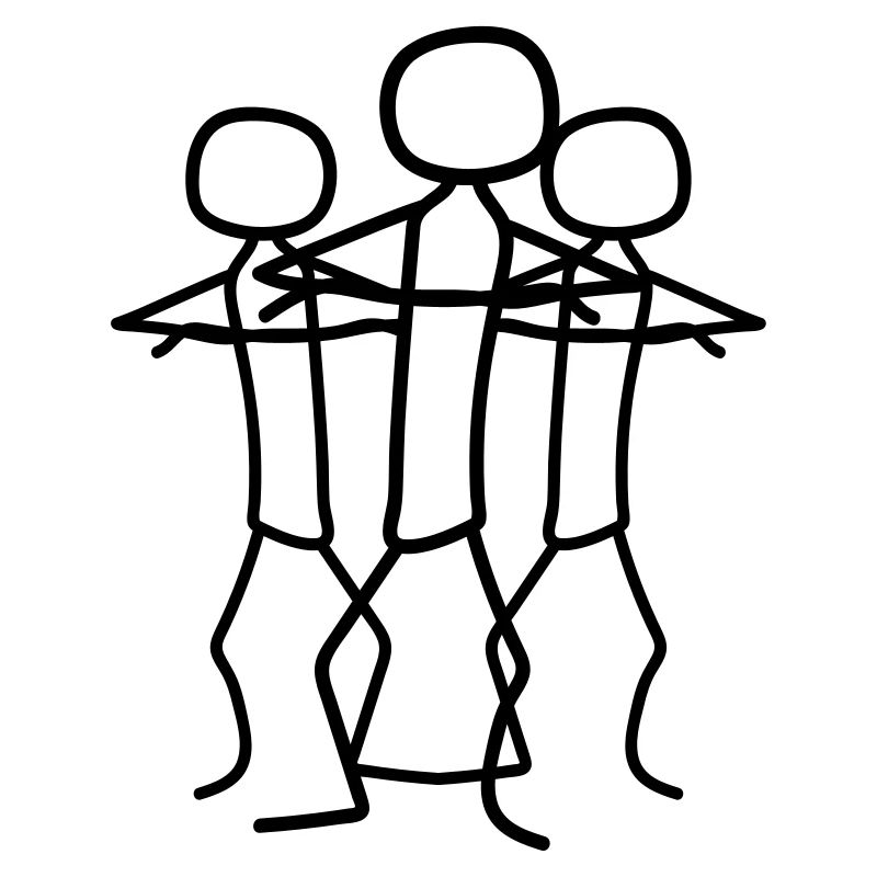 beleidigt team 3 freunde crew strichmaennchen arme