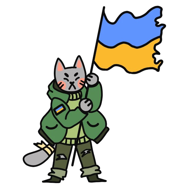 Combat ukrainien Сat avec drapeau