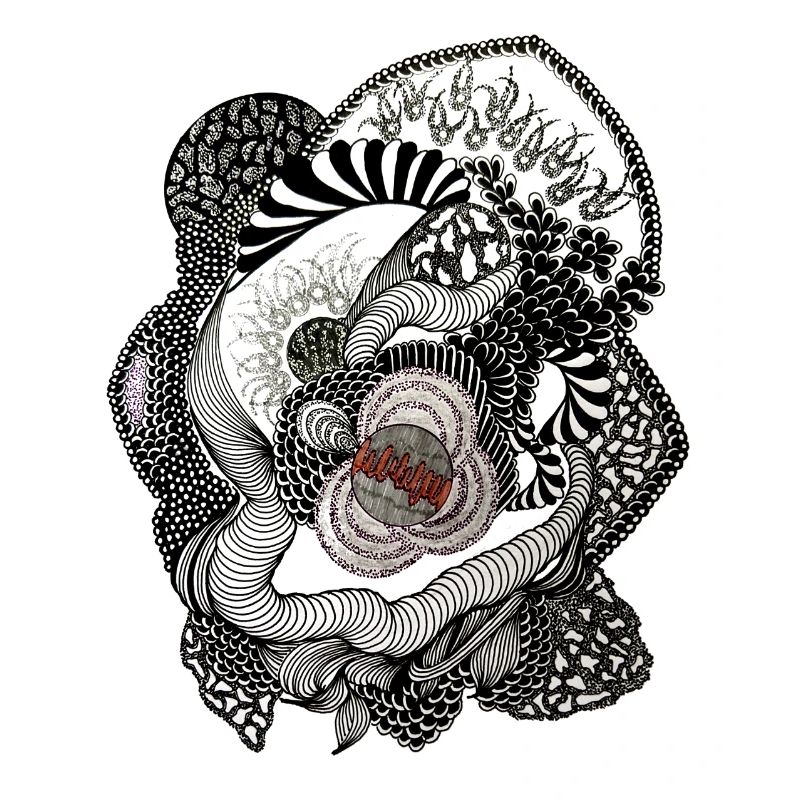 Spirale de Fleurs Noires Blanches