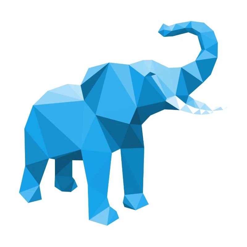 Elefant blau mit stylischem LowPoly Effekt
