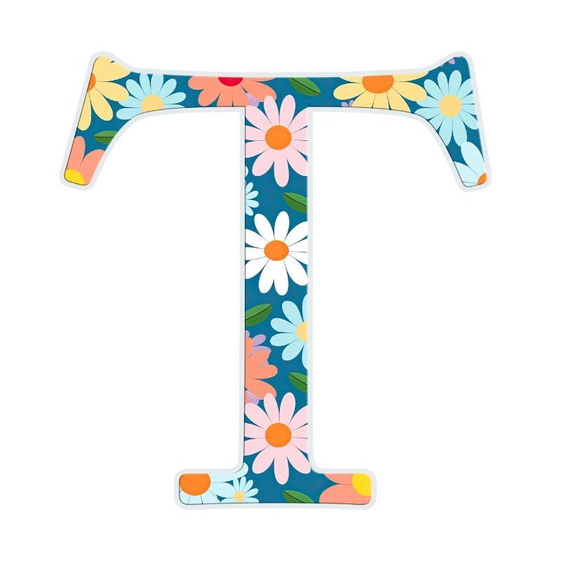 Customizable Monogram T Floral Pattern