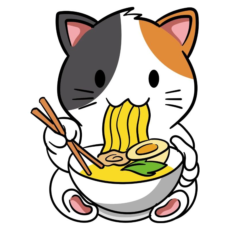 Cat ramen noodle soup