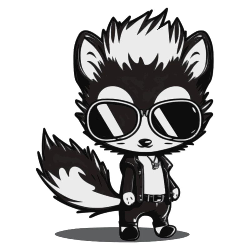 Leather jacket and sunglasses with Skunk skunk