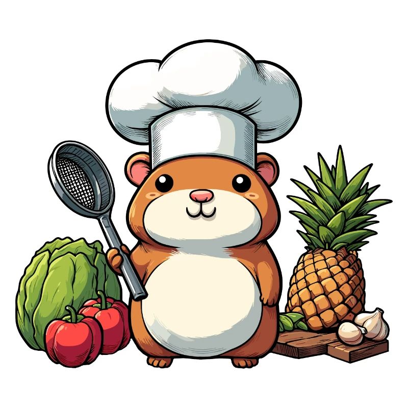 Chef Hamster Capybara with Chef's Hat Cooks
