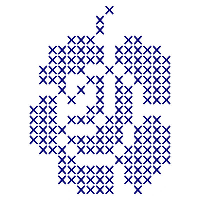 Blue Cross-Stitch Rose Pattern