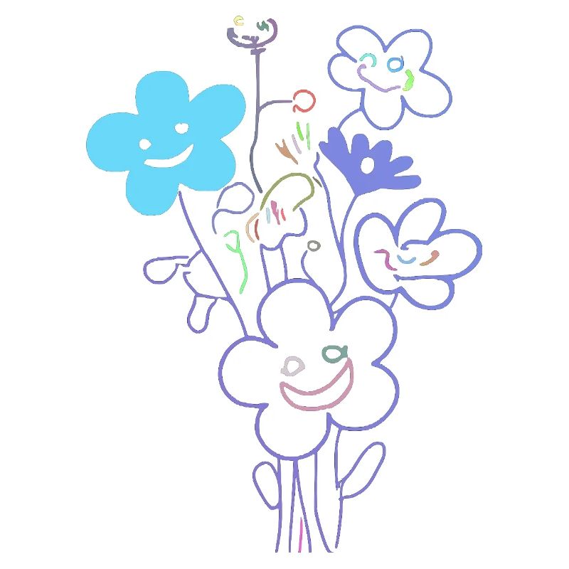 Fleurs joyeuses au trait néon