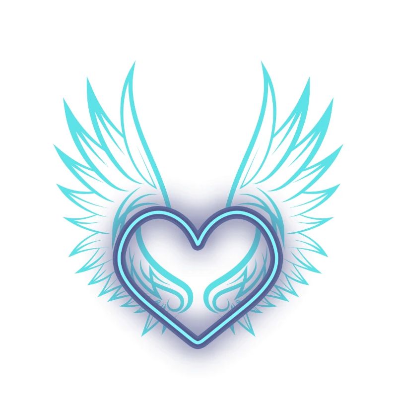 Neon heart with wing design