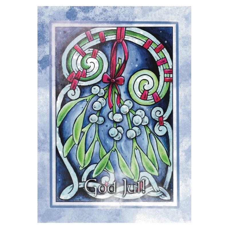 God Jul Mistletoe and Knot Pattern
