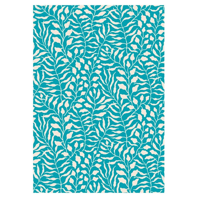 Blue Palm Leaf Design