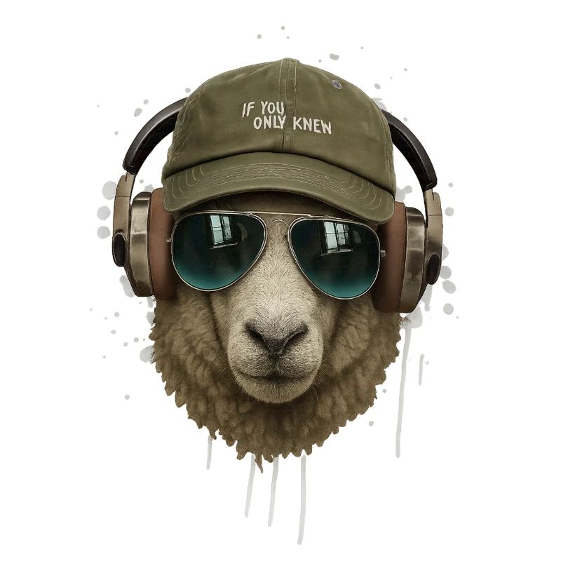 Schaf mit Kopfhörer Retro Stil