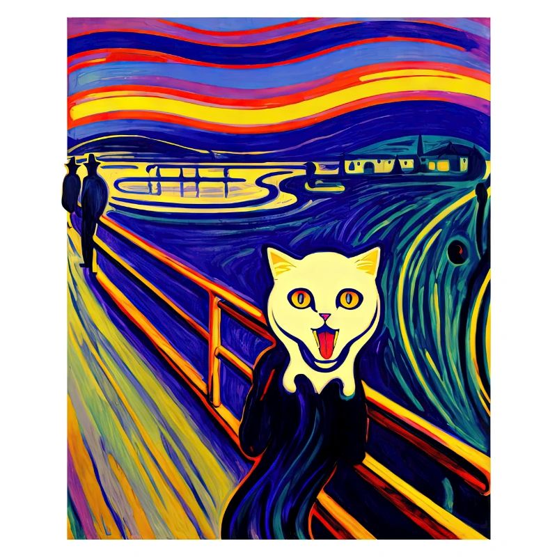 Impressionistic Funny Cat Screaming Impressionism