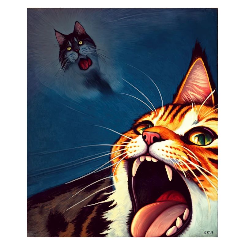 Impressionistic Funny Cat Screaming Impressionism
