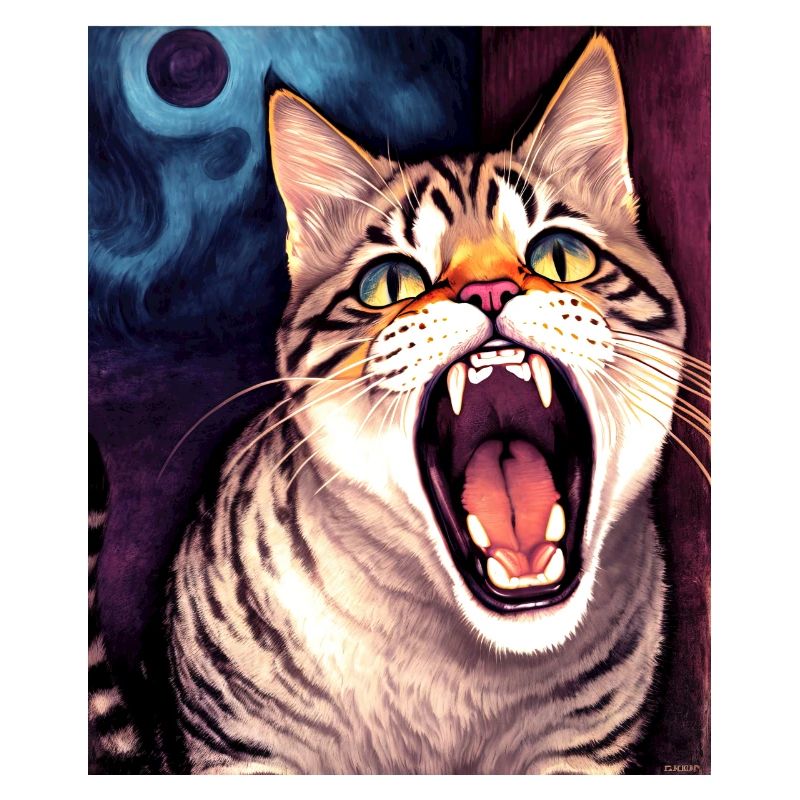 Impressionistic Funny Cat Screaming Impressionism