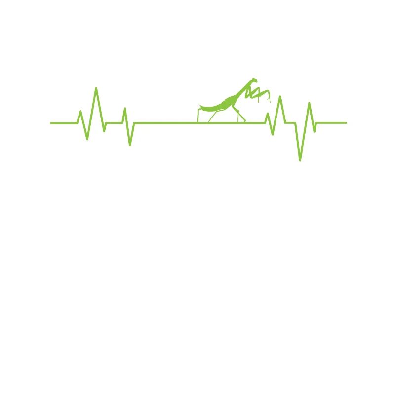 Praying mantis on a heartbeat line