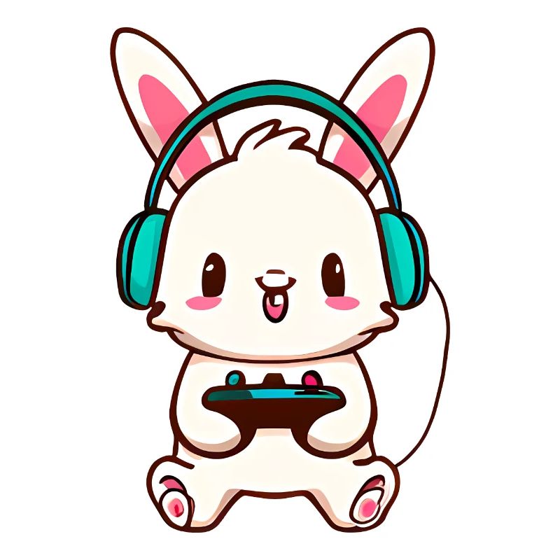00245 Hase mit Kopfhörer und Controller