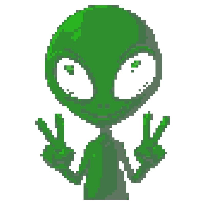 Pixel Alien Peace Sign