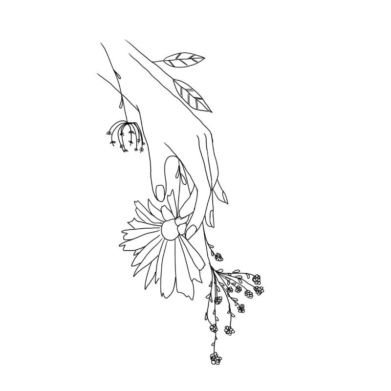 Main avec des fleurs.