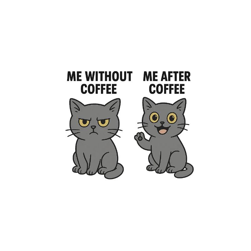 Cat memes: Grumpy without coffee