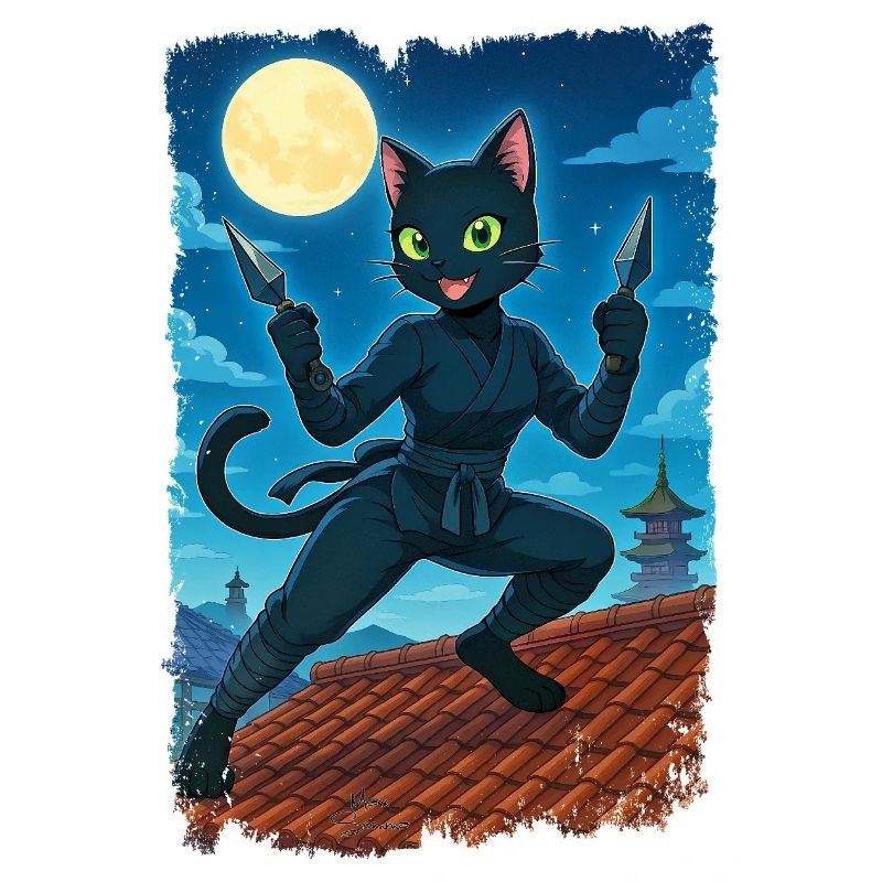 Chat ninja de la lune