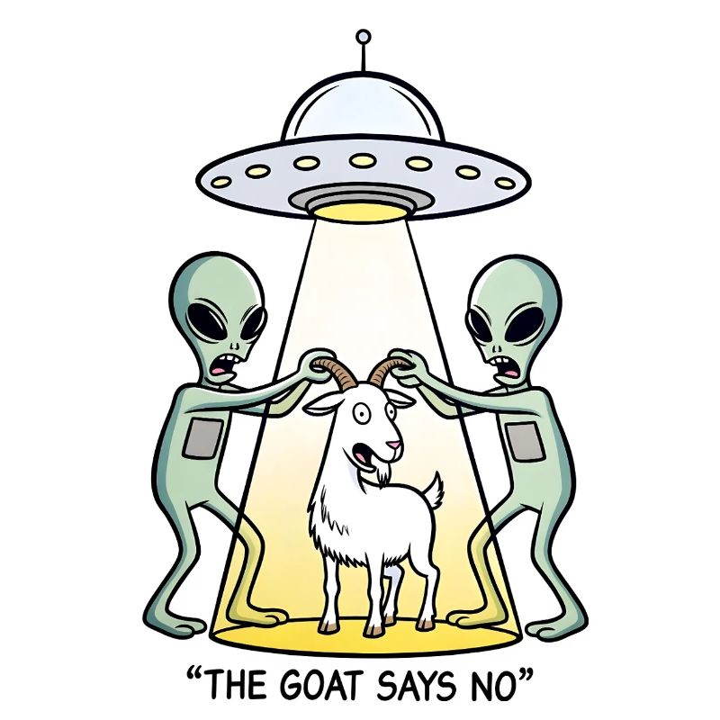 Funny Alien Kidnapping Goat