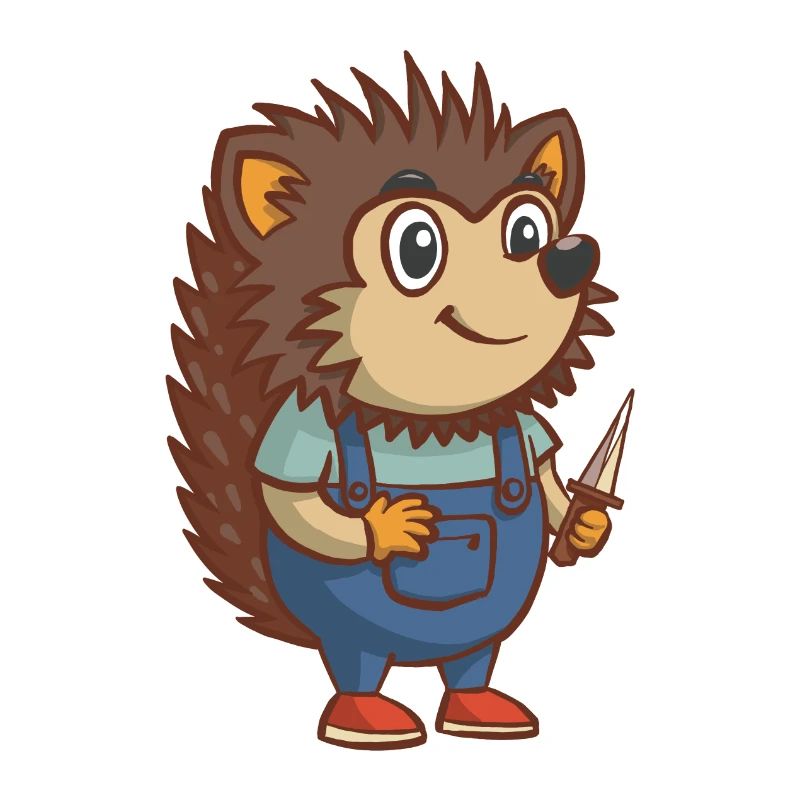 Cute hedgehog with sharp knife - kawaii gore