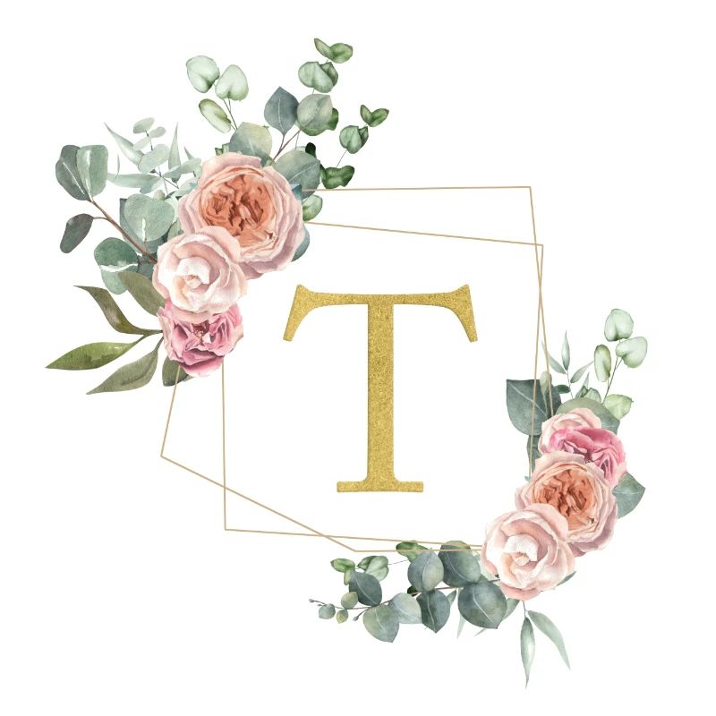 Customizable Monogram T Floral