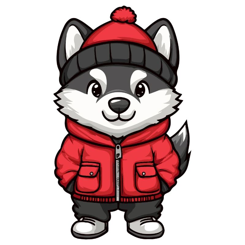 Dessin animé de chien husky