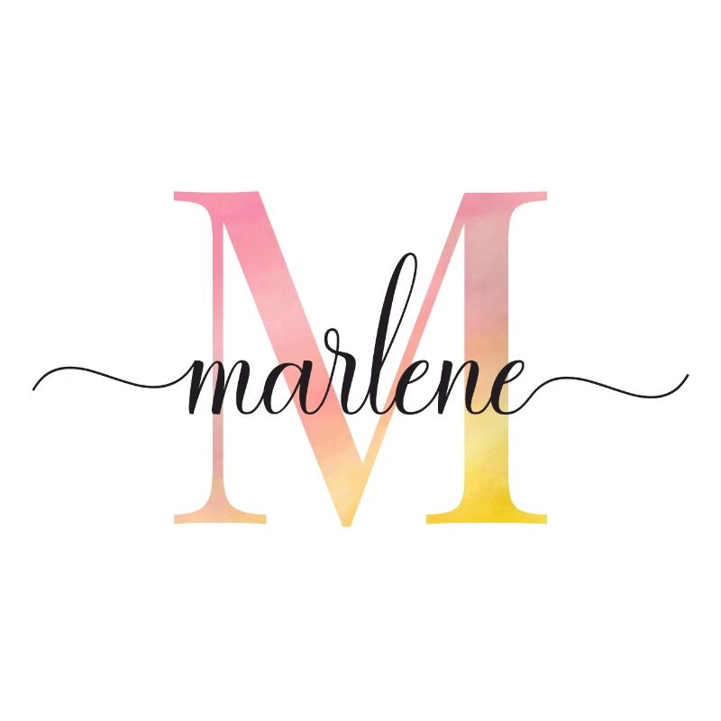M | Monogram | Name | Marlene | Watercolor