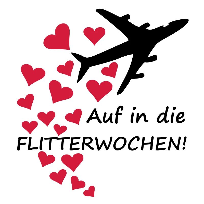 Flitterwochen / Hochzeit - Flugzeug mit Herzen