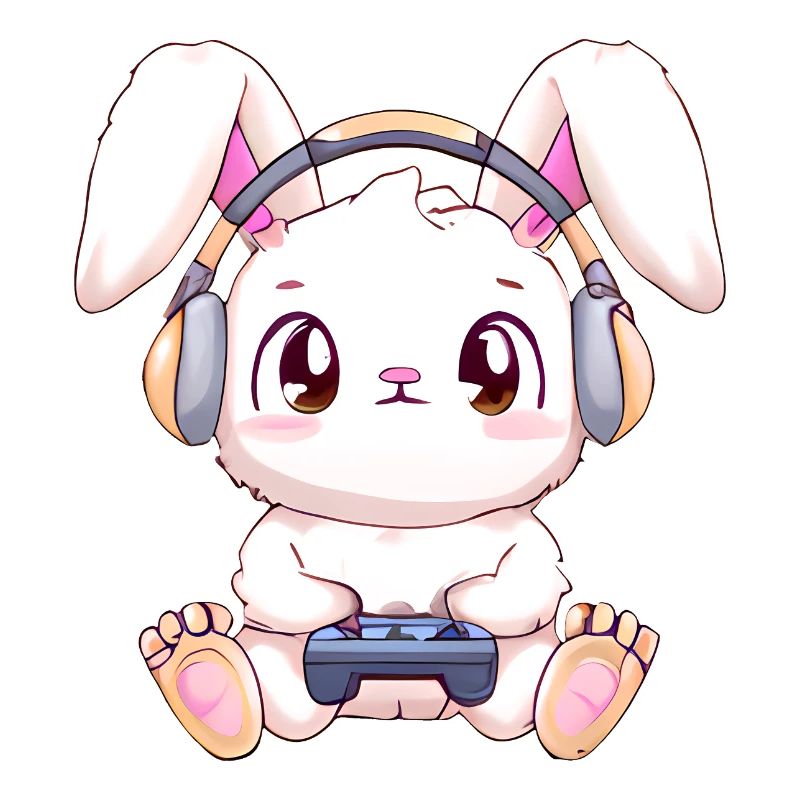 00271 Hase mit Kopfhörer und Controller