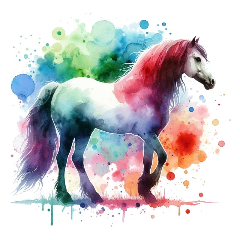 Couleurs d’aquarelle de cheval