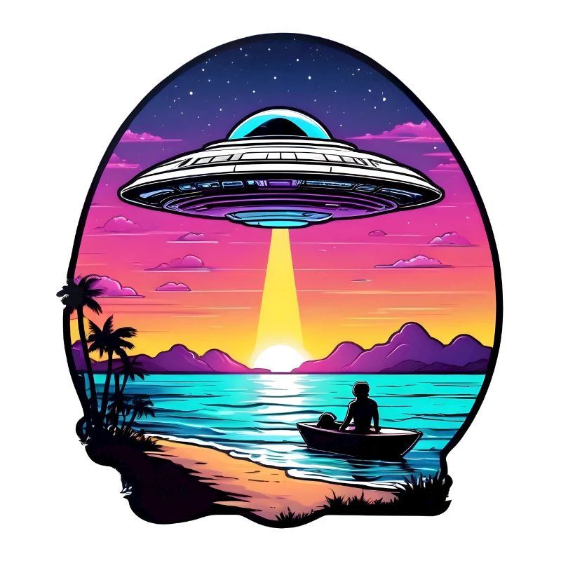 UFO schwebt über einem See