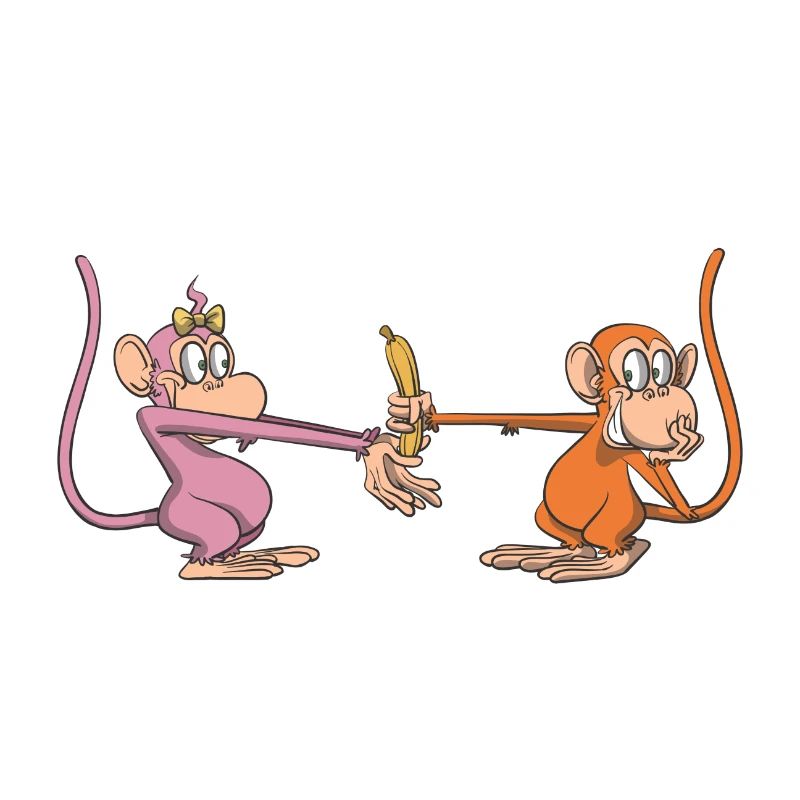 Affe schenkt seiner Liebsten eine Banane