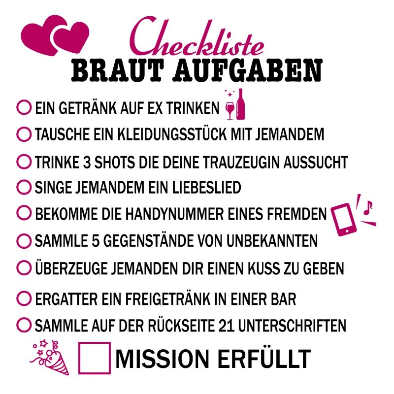 Checkliste braut aufgaben Geschenk Hochzeit Ehe