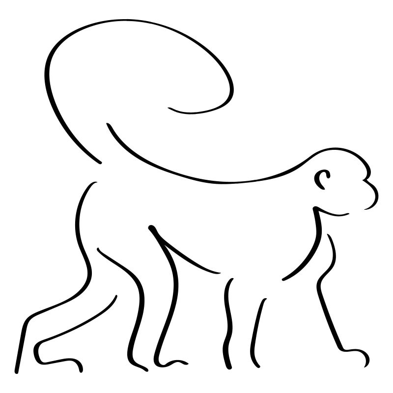 Monkey Line Art - Minimaliste