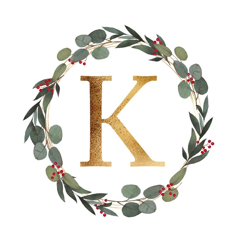 Customizable Monogram K Wreath