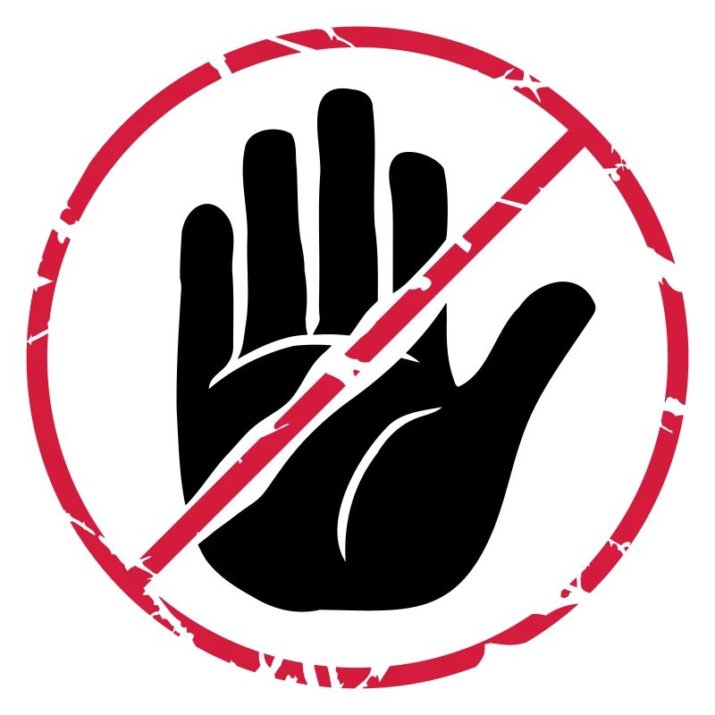 Stop character hand crossed out